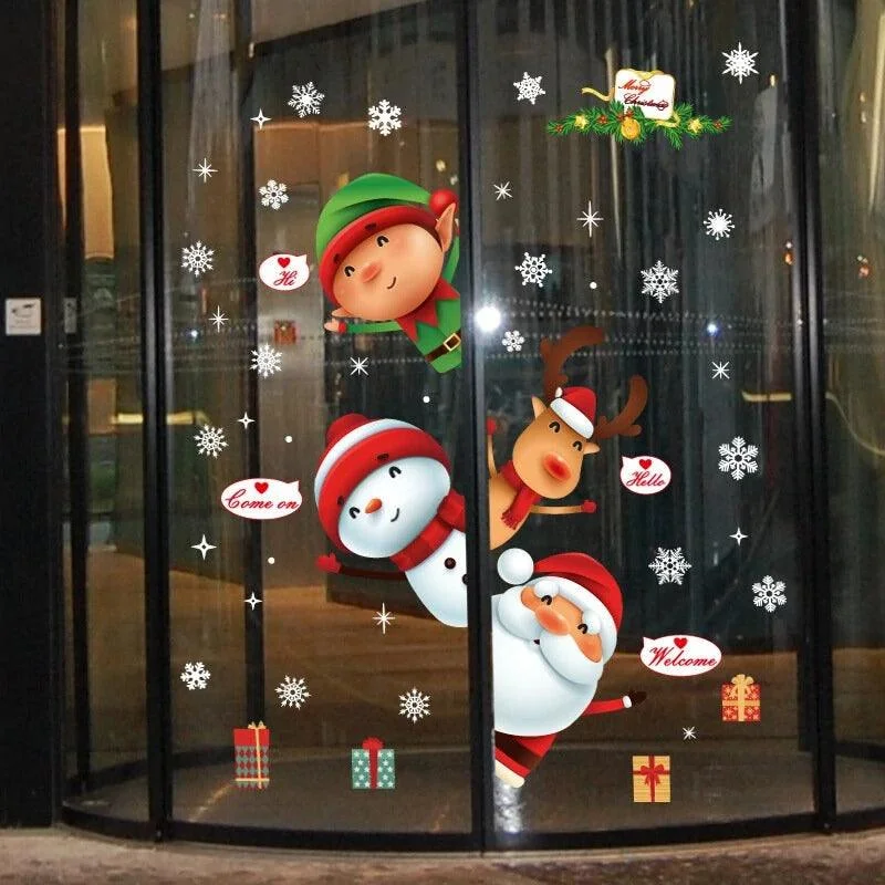 Christmas Candle Warmth Wall Stickers Removable For Christmas Decoration