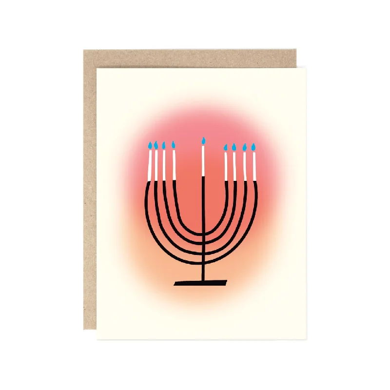 Christmas Festive Lights Warm Light Menorah Hanukkah Card