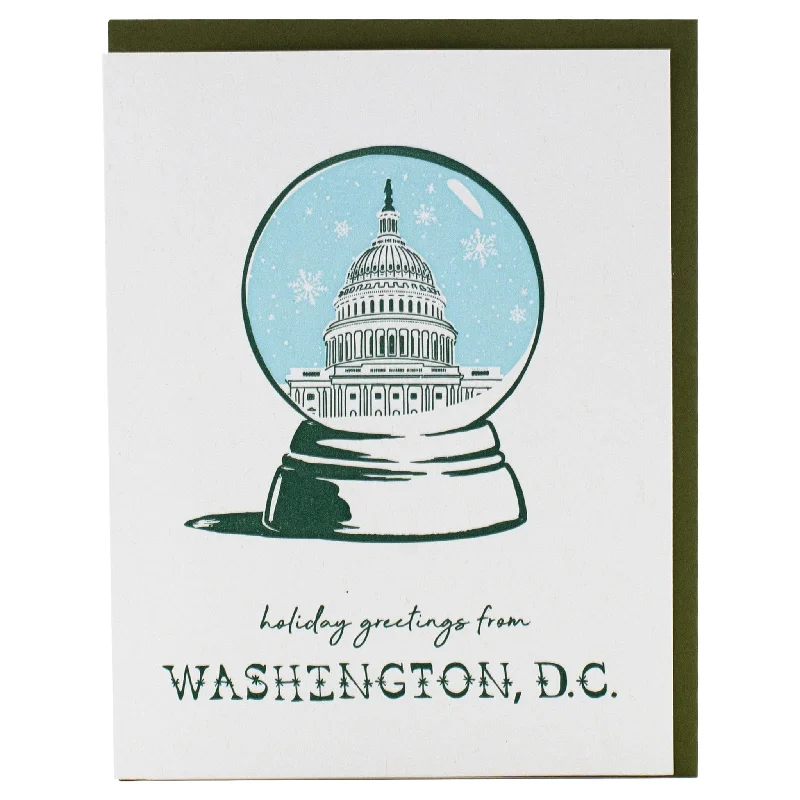 Christmas Festive Wrapping Washington, DC Snow Globe Holiday Card