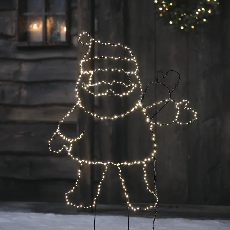 Christmas Gift Exchange Ideas Waving Santa Claus Outline Micro LED Stake Light