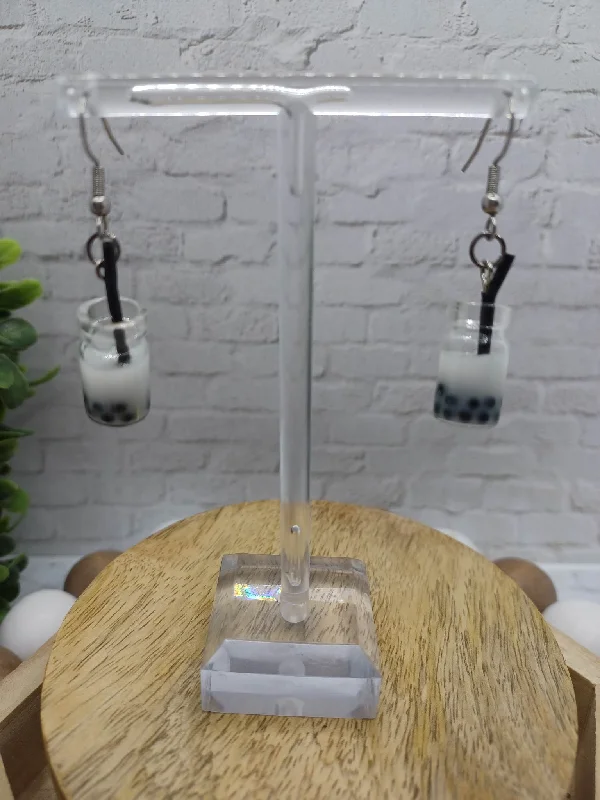 Christmas Snowy Windows White Colored Drink Earrings