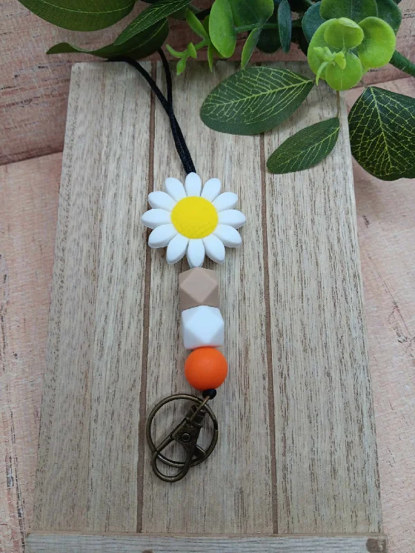 Christmas Home Decorations White Daisy Beaded Lanyard