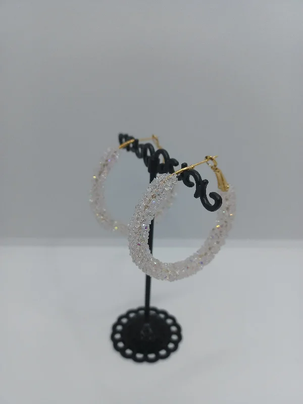 White Druzy Hoop Earrings