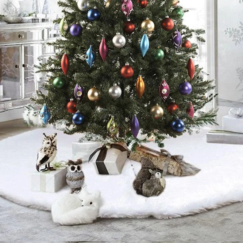 Christmas Winter Decor White Snowflake Plus Christmas Tree Skirt