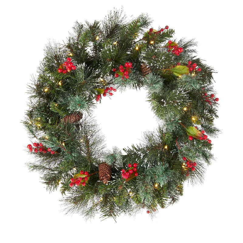 Christmas Outdoor Lights Wintry Pine Wreaths