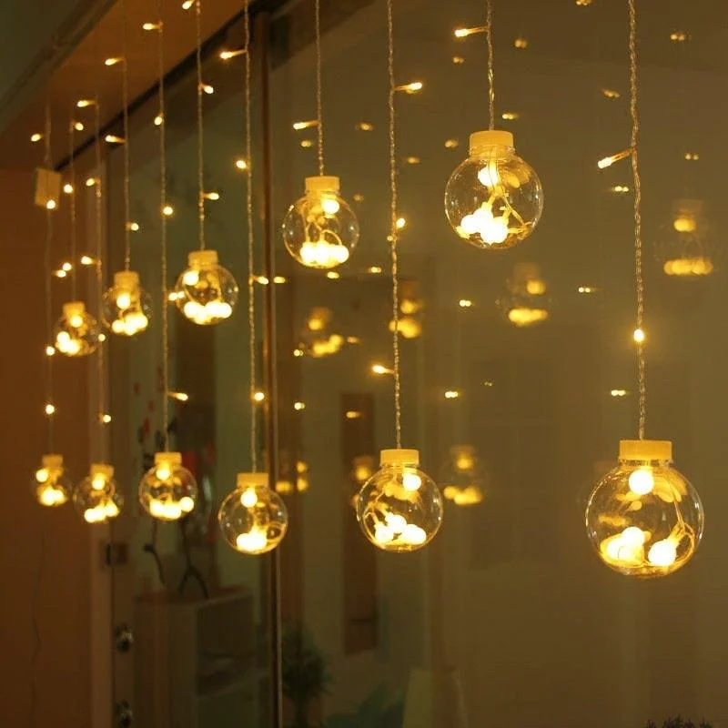 Christmas Cozy Decor Wishing Ball Curtain Light String Christmas