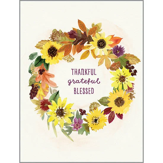 {with scripture} 3 pack Thanksgiving card - Sunflower Wreath