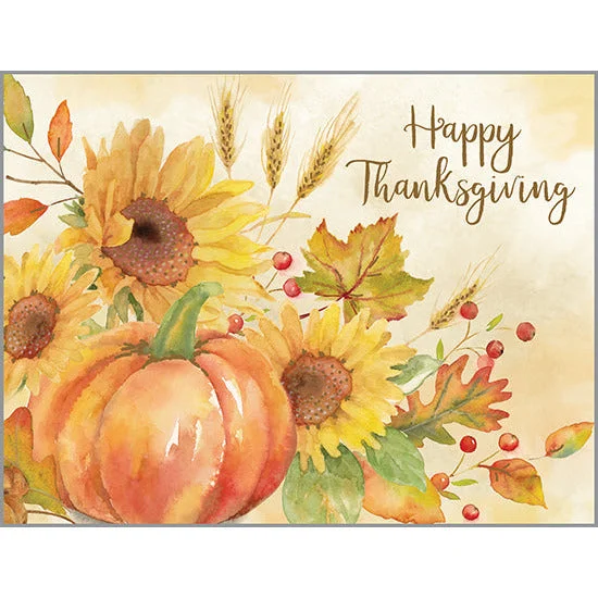 {with scripture} Thanksgiving card 3 pack - Sunflowers & Pumpkin