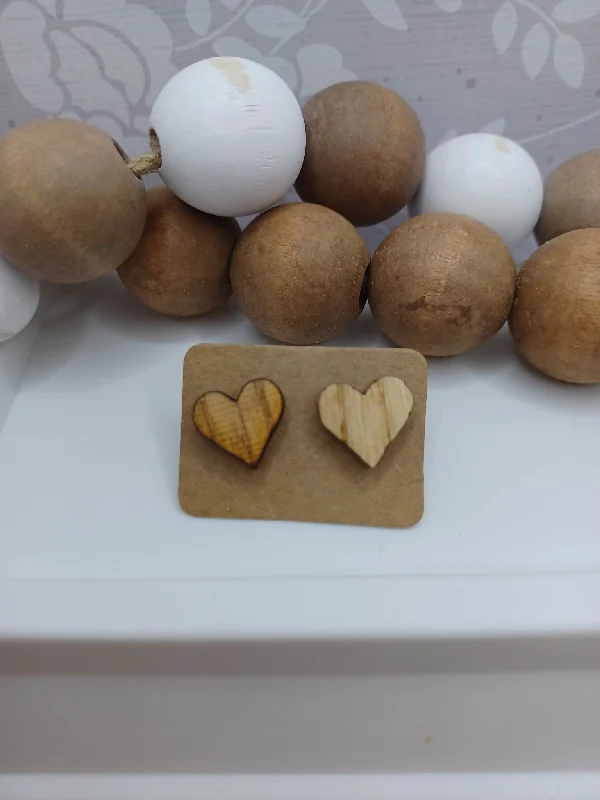 Christmas Classic Festivities Wooden Heart Earrings