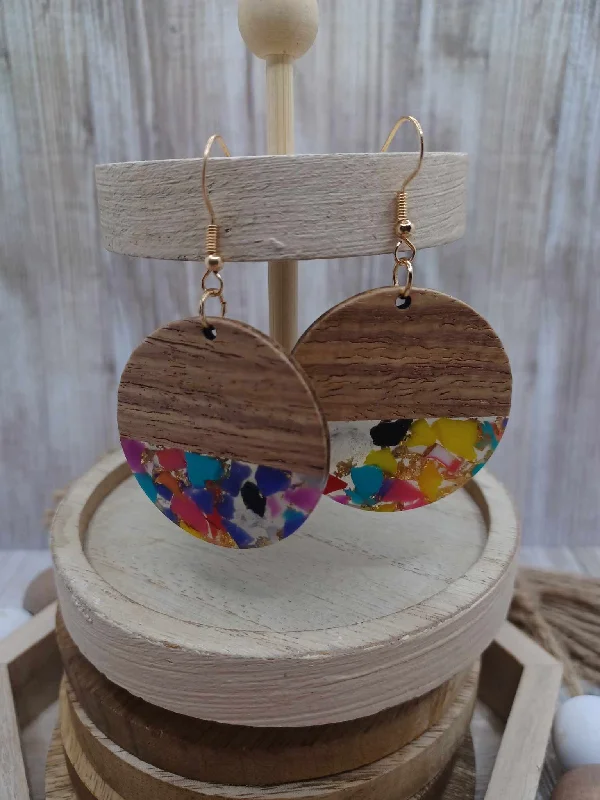 Christmas Winter Magic Wooden & Multicolored Acrylic Earrings