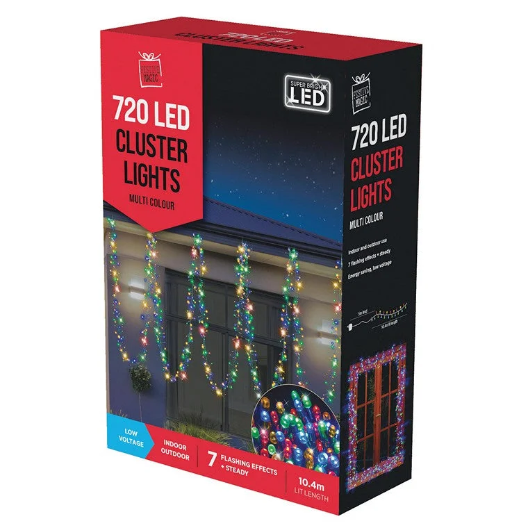 LED Cluster Lights, 720 lights, Multi Colour