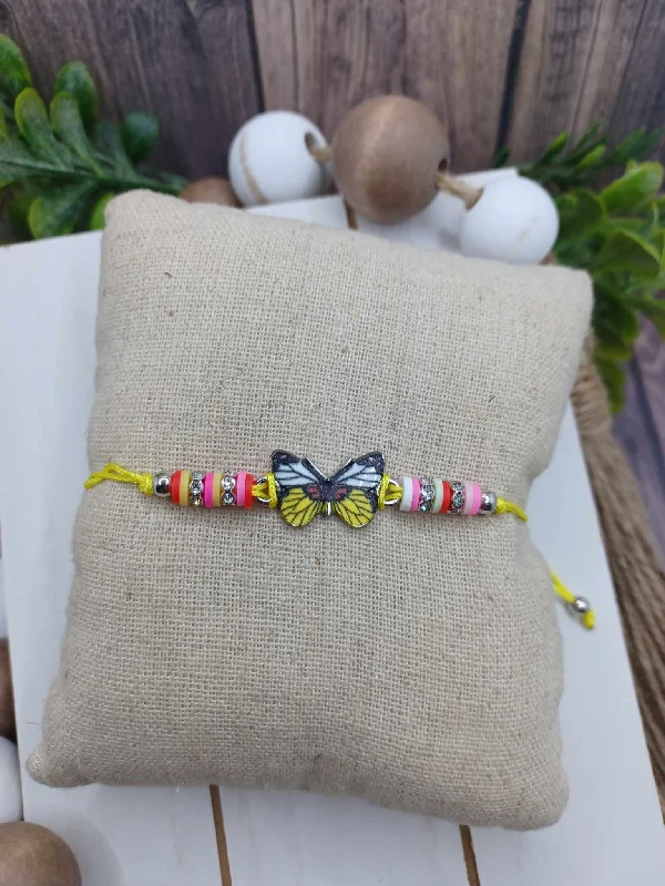 Christmas Magical Scenery Yellow Beaded Butterfly Bracelet