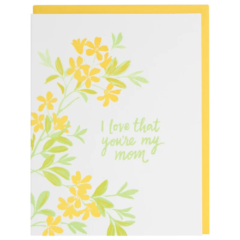 Christmas Reindeer Sleigh Yellow Blossoms Mother's Day Card