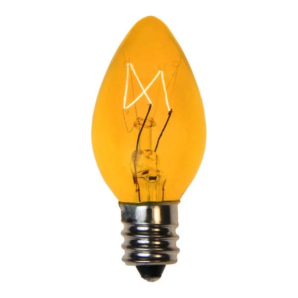 Christmas Snow Covered Streets Yellow C7 Transparent Incandescent Light Bulbs - 25/BX
