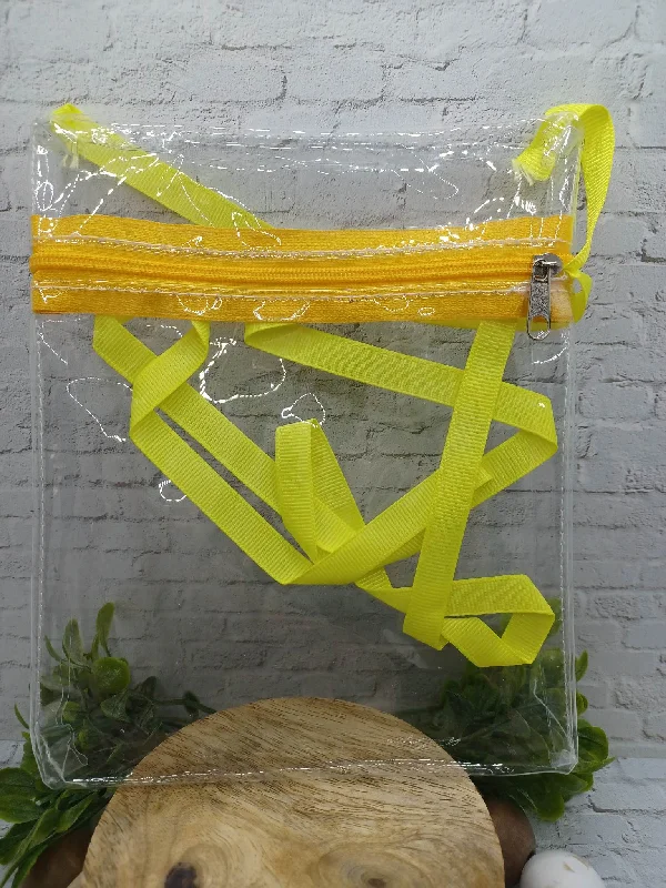 Christmas Family Fun Night Yellow Clear Zippable Crossbody Bag