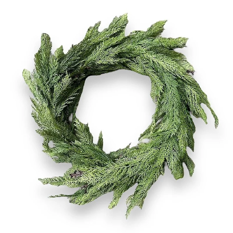 Green Deluxe Cedar Silk Wreath - 22"