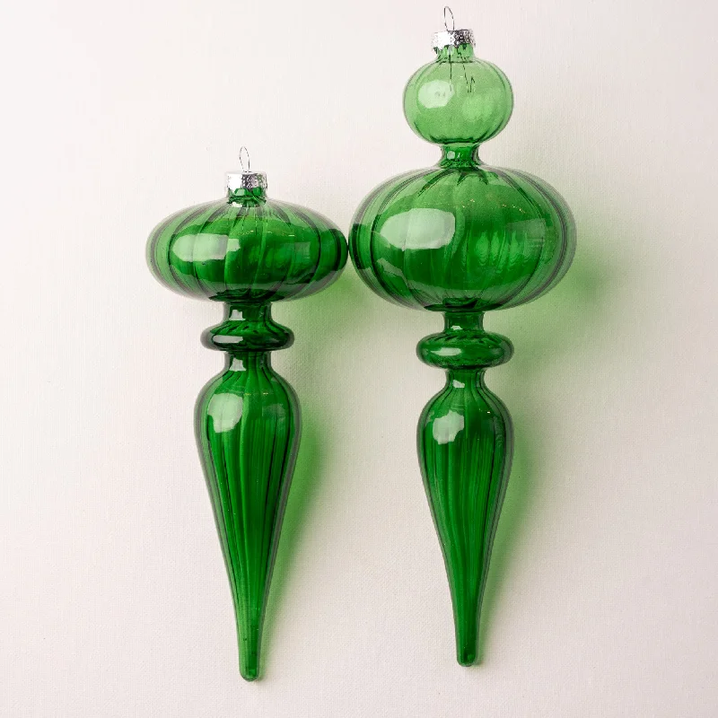 10" Green Finial Assorted Set Of 2