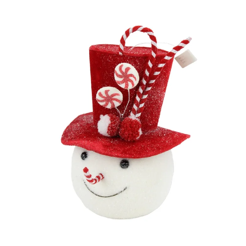Christmas Cozy Treats 11 in Snowman Head Ornament - Red/White