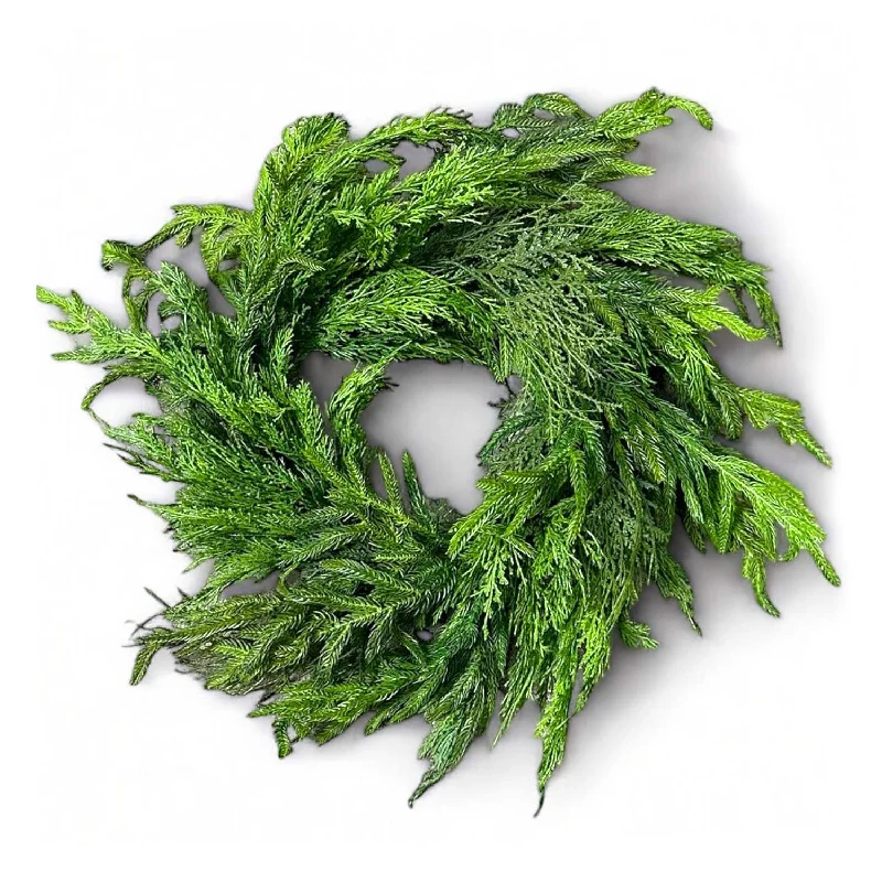 Deluxe Norfolk Pine & Cedar Silk Wreath - 26''