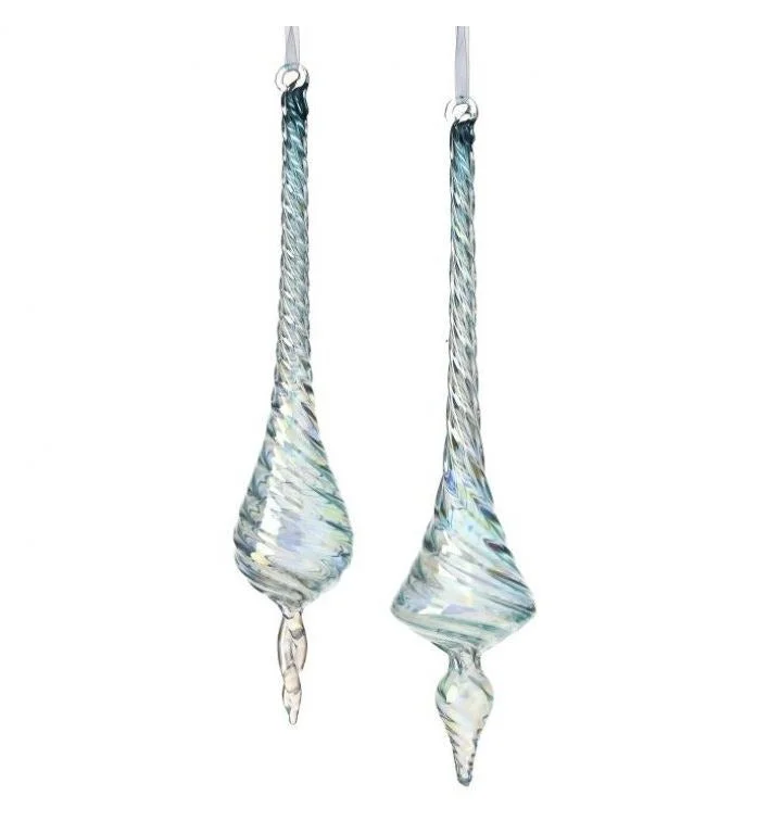 Christmas Joyful Celebration 12.5" Clear Blue Drop Ornament Set Of 6