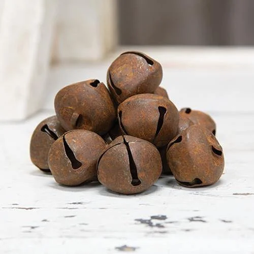 Christmas Snow Covered Trees 12/Pkg Rust & Black Finish Jingle Bells, 30mm