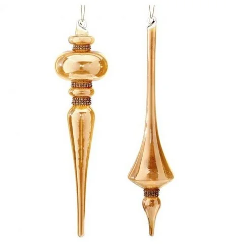 Christmas Evergreen Decorations 13" Glass Champagne Finial Ornament Assorted Set Of 6