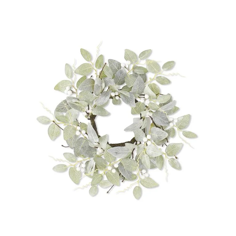 14 Inch Glittered & Flocked Fittonia Candle Ring