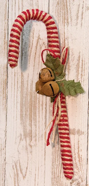 14" Jute Candy Cane w/Bells