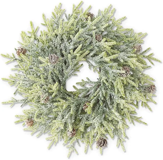 17" SNOWY JUNIPER WREATH