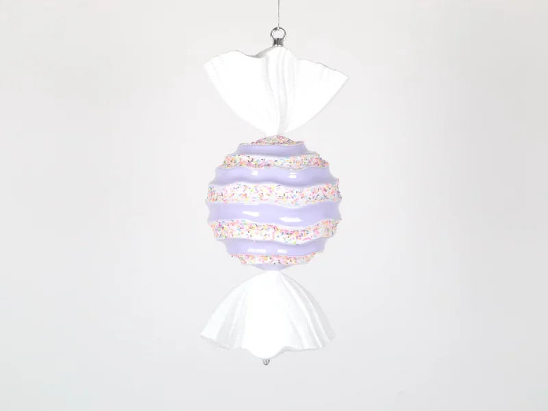 Christmas Holiday Countdown 18" Purple Candy Glitter Ornament Set Of 2