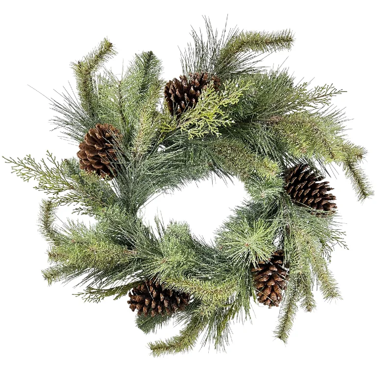 Glitter Cedar & Pine Silk Wreath - 24''