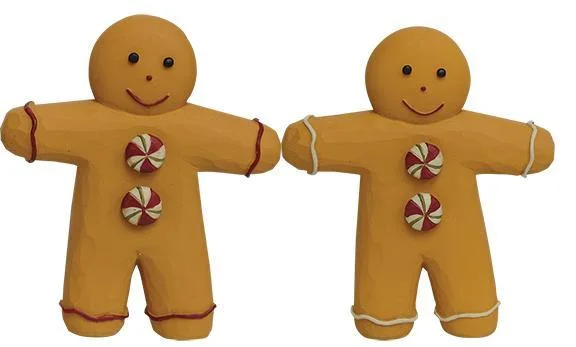 Christmas Holiday Candlelight 2/Set, Resin Button Gingerbread Men