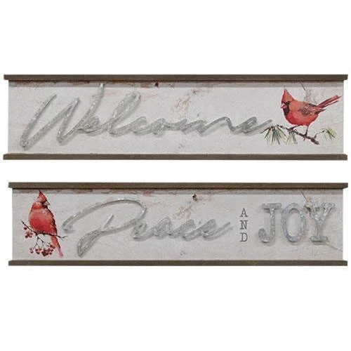Christmas Fireplace Ambience 2/set Wood & Galvanized Christmas Sign