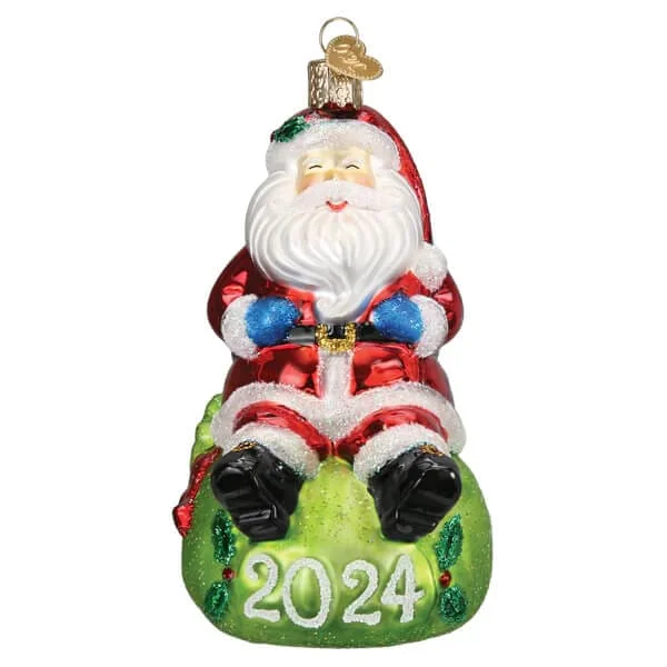 Christmas Snow Covered Roof 2024 Jovial Santa Ornament