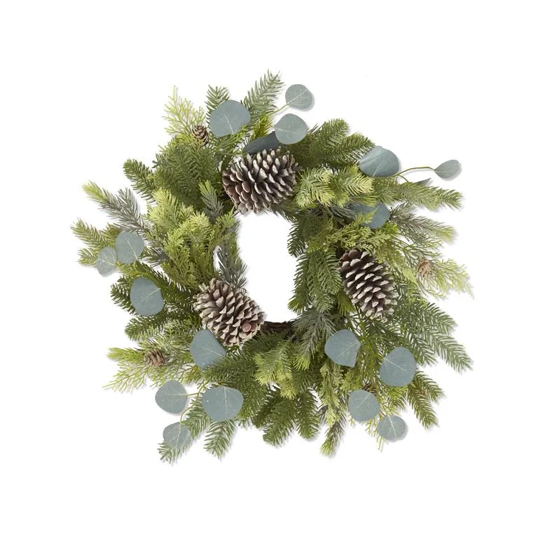 21.5 Inch Frosted Fir Pine Candle Ring/Wreath