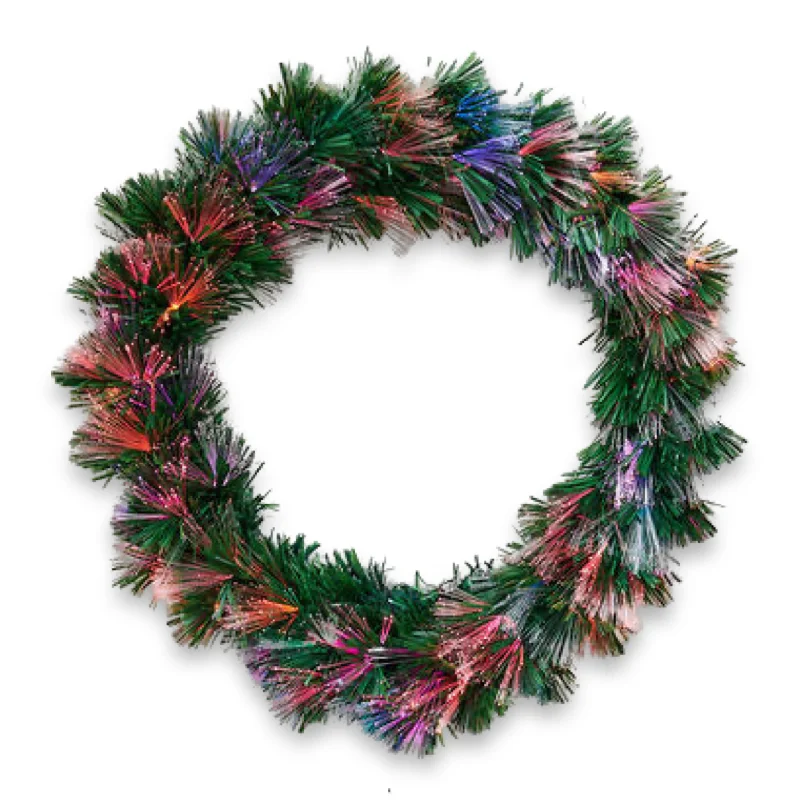 Green Fiber Optic Wreath, 24"