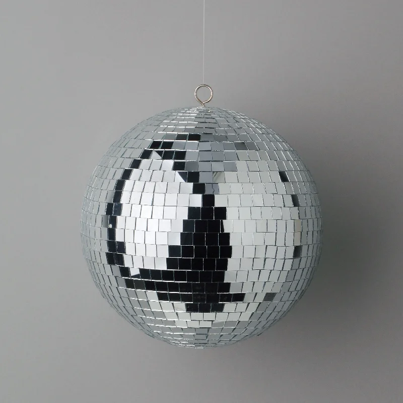 Christmas Winter Decor 250 Mm Mirror Ball Ornament w/Hanger - Silver