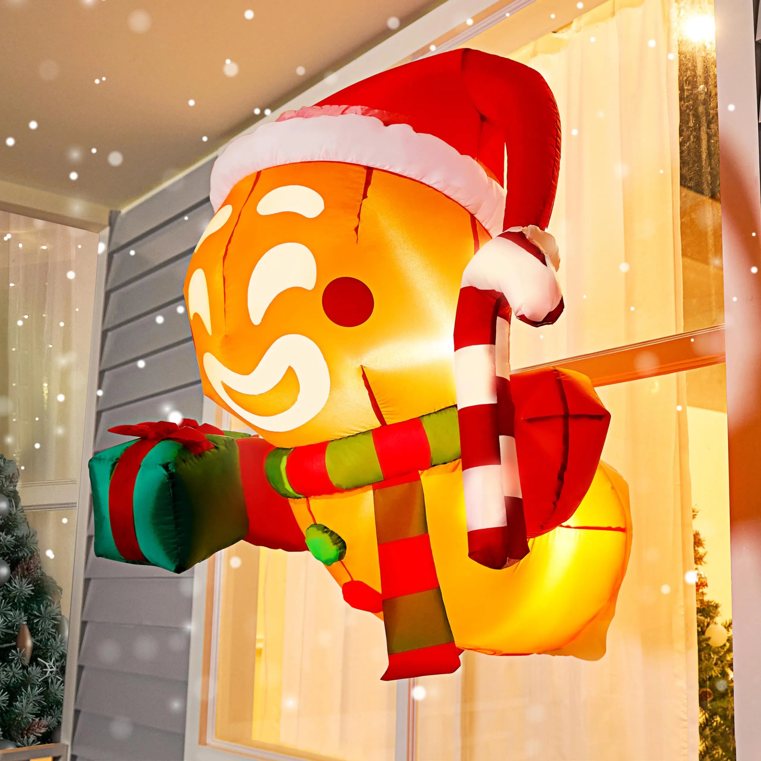 Christmas Santa Arrival 3.5ft Christmas Inflatable Gingerbread Man Broke Out from Window Christmas Santa Arrival 3.5ft Christmas Inflatable Gingerbread Man Broke Out from Window