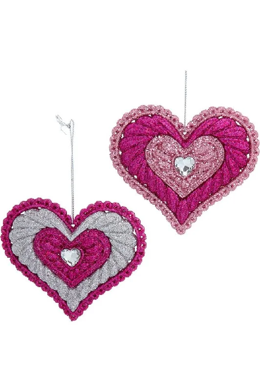 3.7" Heart With Jewel Ornaments