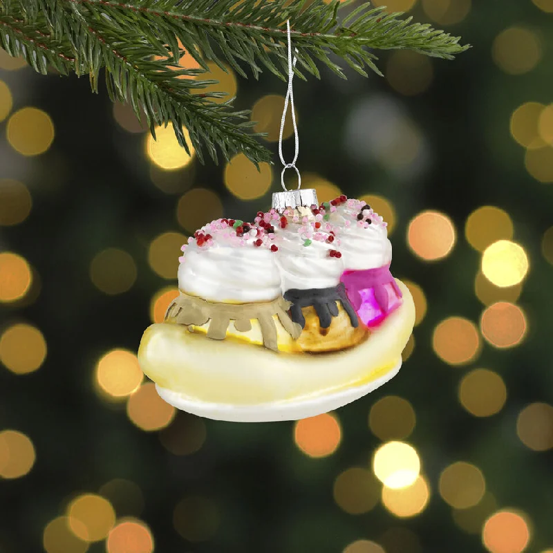 Christmas Traditional Feast 3" Banana Split Glass Ornament Set Of 6
