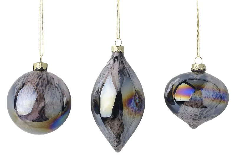 Christmas Joyful Celebration 3" Glass Ornaments - Green/Silver