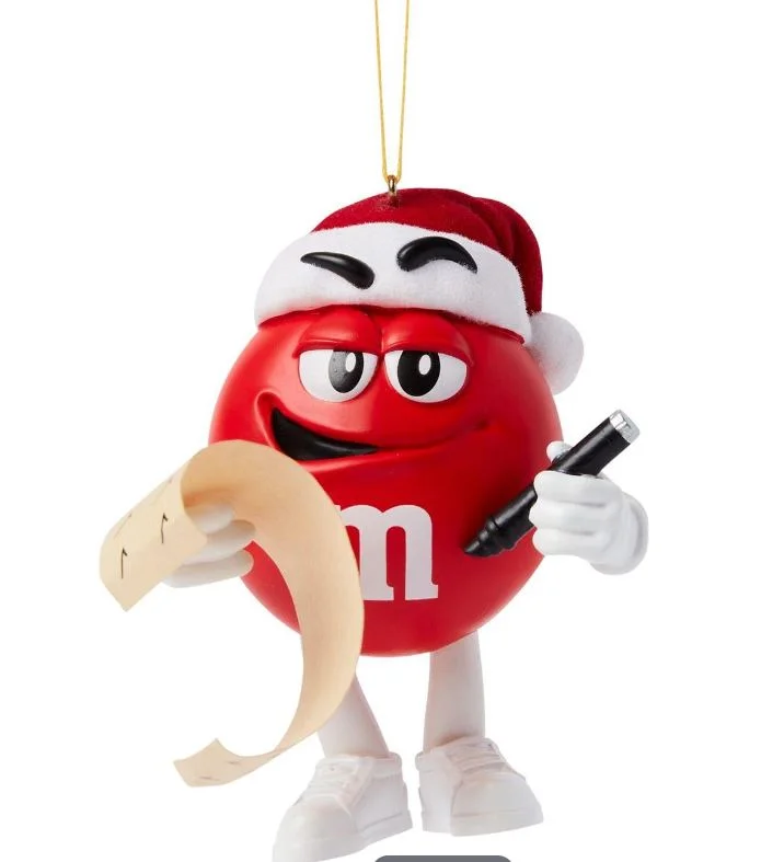 Christmas Cozy Evenings 3" Red M&M With List Ornament