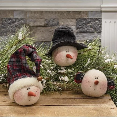 3/Set, Snowman Head Ornaments