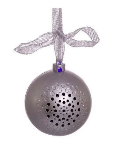 Christmas Fireplace Ambience 3" Silver Musical Bluetooth Ornament Ball