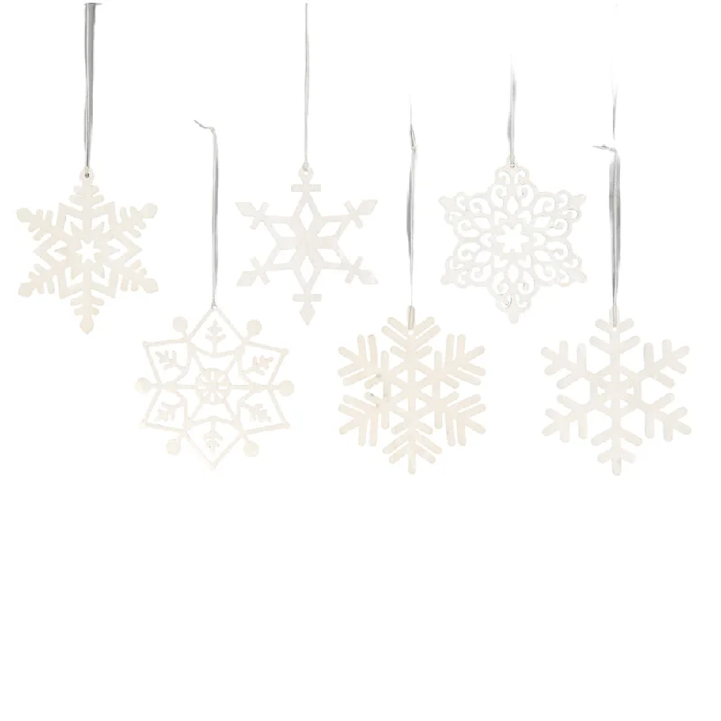 Christmas Family Fun Night 4 5/8" Wood Snowflake Ornament - White