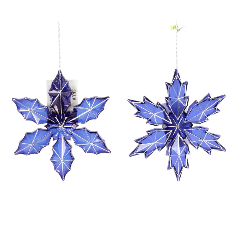 Christmas Green Wreath 4.75 in Acrylic Snowflake Ornament - Blue
