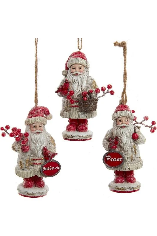 Christmas Candle Warmth 4.75" Birch Berries Belsnickel Santa Ornament
