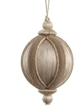 Christmas Gifting Joy 4" Champagne Copper Yarn Ball Ornament Set Of 2