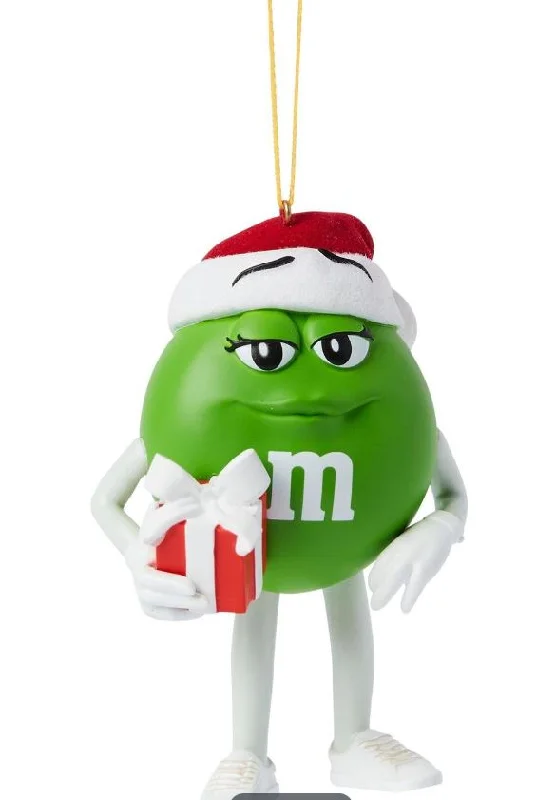 Christmas Winter Magic 4" Green M&M With Red Giftbox Ornament