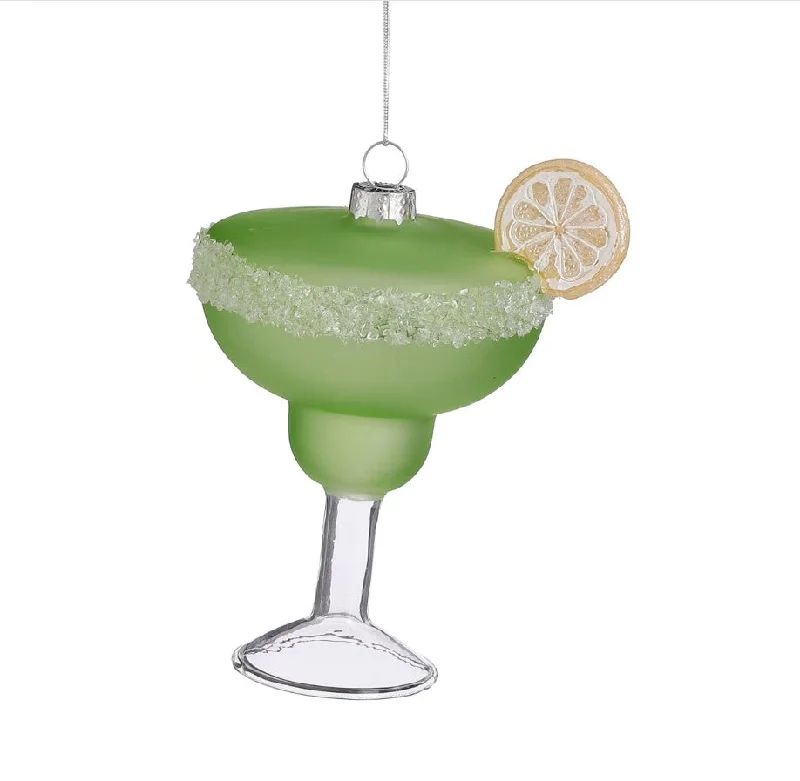 Christmas Special Dinner 4" Green Margarita Glass Ornament Set Of 6